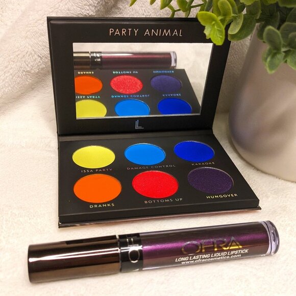 🌸 NIB Laura Lee Party Animal Eyeshadow Palette & OFRA Napa Valley Lipstick DUO - Picture 1 of 15